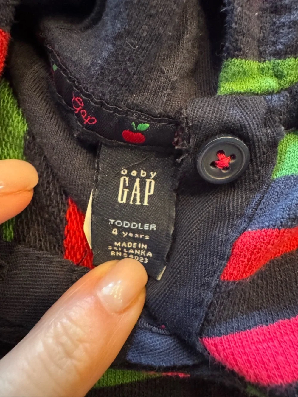 GAP Striped Hooded Dress in Navy, Pink & Green